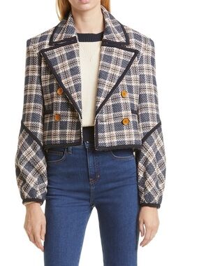 Veronica Beard - NWOT Aise Plaid Cotton Blend Tweed Jacket Sz 8